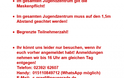 Neue Pandemie-Regelungen im JUZ!